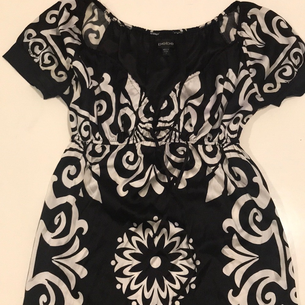 Black and white silk bebe dress, size S
